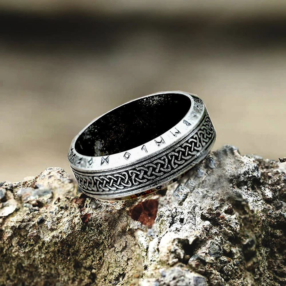 Anillos de runas con amuleto vikingo nórdico de Odin Vintage para hombres, anillo de nudo celta de acero inoxidable fresco, joyería de boda, regalos del Día de San Valentín