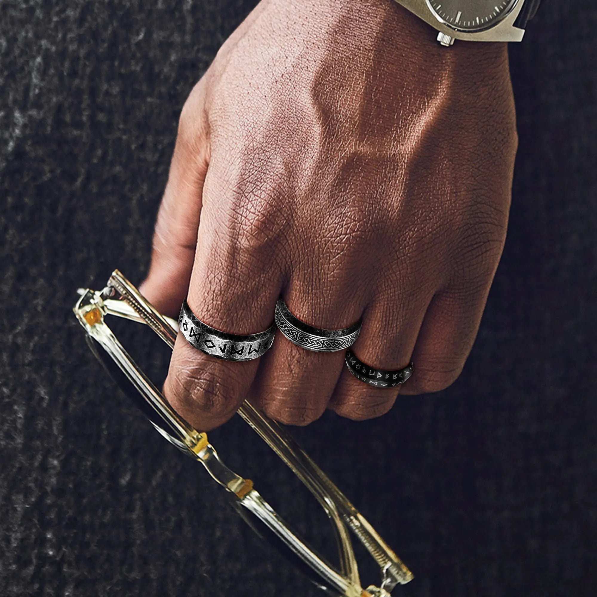 Anillos de runas con amuleto vikingo nórdico de Odin Vintage para hombres, anillo de nudo celta de acero inoxidable fresco, joyería de boda, regalos del Día de San Valentín