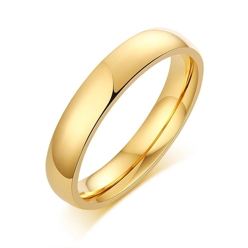 Letdiffery-anillos de boda de acero inoxidable para hombres y mujeres, joyería de moda, Simple, dorado, liso, 2mm, 4mm, 6mm, 8mm