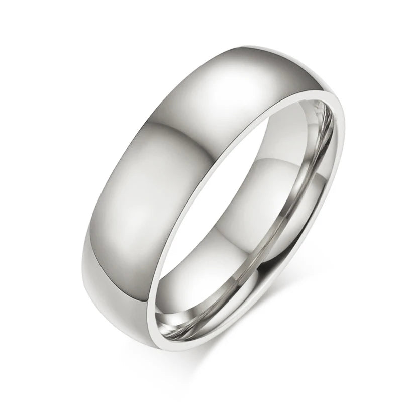 Letdiffery-anillos de boda de acero inoxidable para hombres y mujeres, joyería de moda, Simple, dorado, liso, 2mm, 4mm, 6mm, 8mm