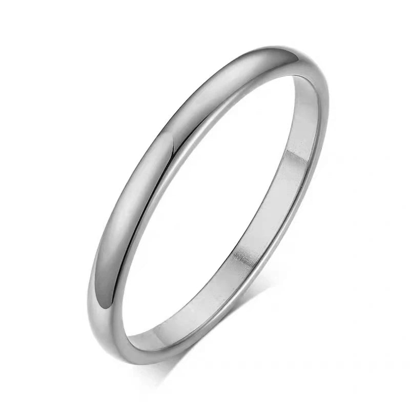 Letdiffery-anillos de boda de acero inoxidable para hombres y mujeres, joyería de moda, Simple, dorado, liso, 2mm, 4mm, 6mm, 8mm