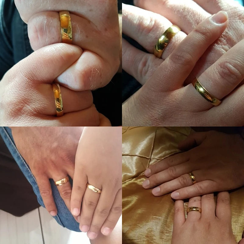 Letdiffery-anillos de boda de acero inoxidable para hombres y mujeres, joyería de moda, Simple, dorado, liso, 2mm, 4mm, 6mm, 8mm