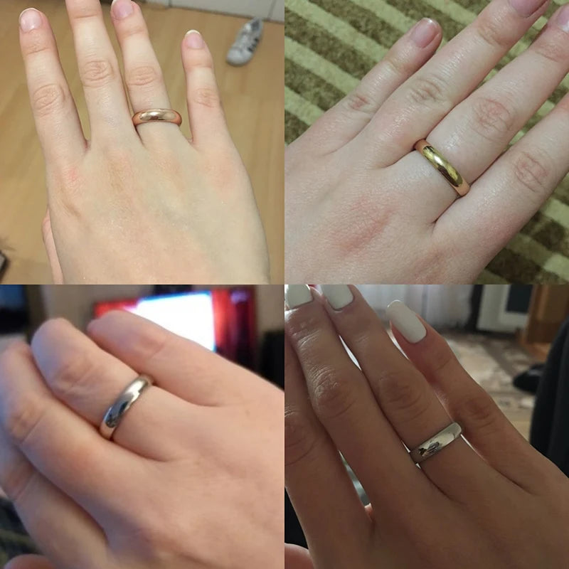 Letdiffery-anillos de boda de acero inoxidable para hombres y mujeres, joyería de moda, Simple, dorado, liso, 2mm, 4mm, 6mm, 8mm