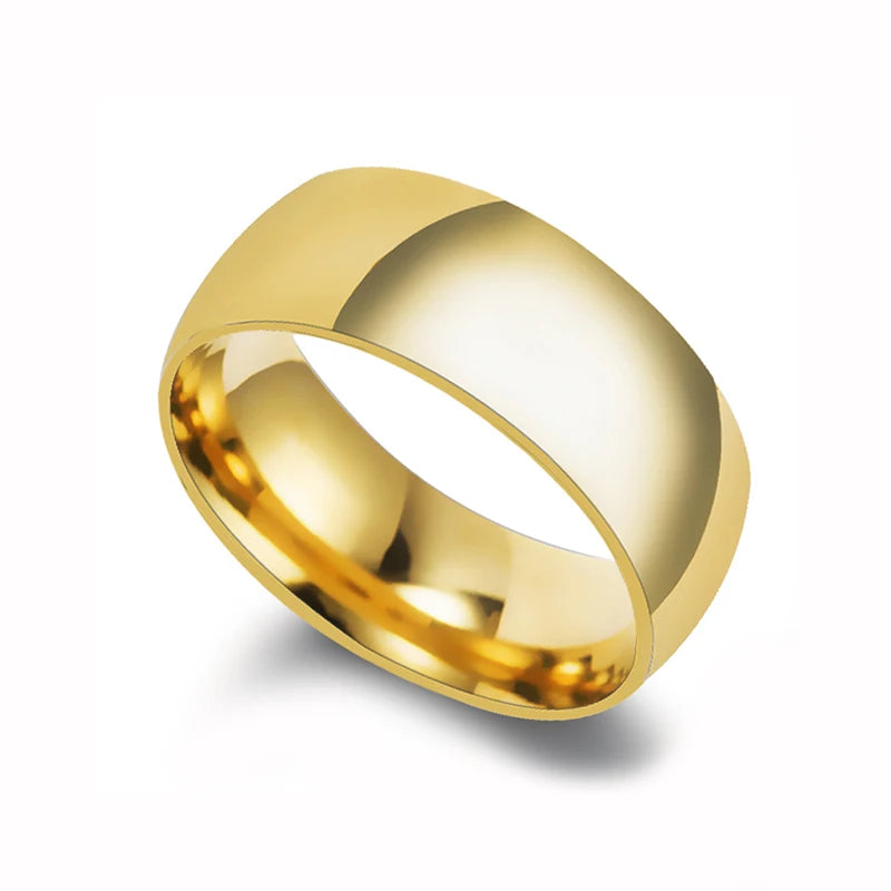 Letdiffery-anillos de boda de acero inoxidable para hombres y mujeres, joyería de moda, Simple, dorado, liso, 2mm, 4mm, 6mm, 8mm