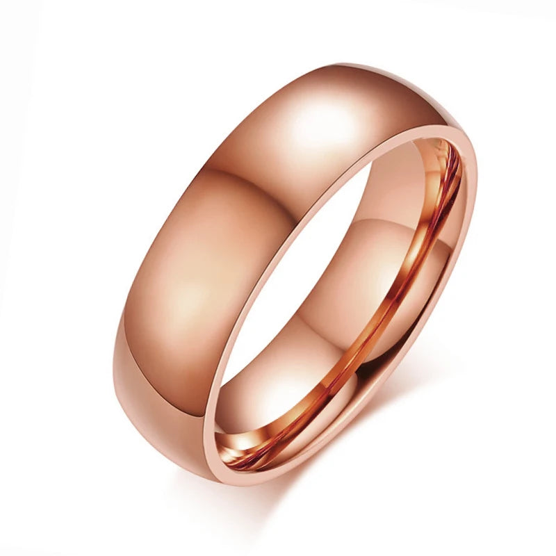 Letdiffery-anillos de boda de acero inoxidable para hombres y mujeres, joyería de moda, Simple, dorado, liso, 2mm, 4mm, 6mm, 8mm