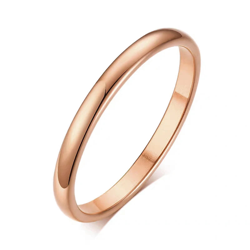 Letdiffery-anillos de boda de acero inoxidable para hombres y mujeres, joyería de moda, Simple, dorado, liso, 2mm, 4mm, 6mm, 8mm