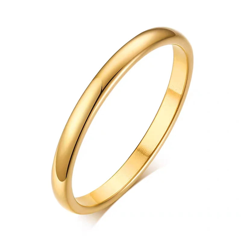 Letdiffery-anillos de boda de acero inoxidable para hombres y mujeres, joyería de moda, Simple, dorado, liso, 2mm, 4mm, 6mm, 8mm