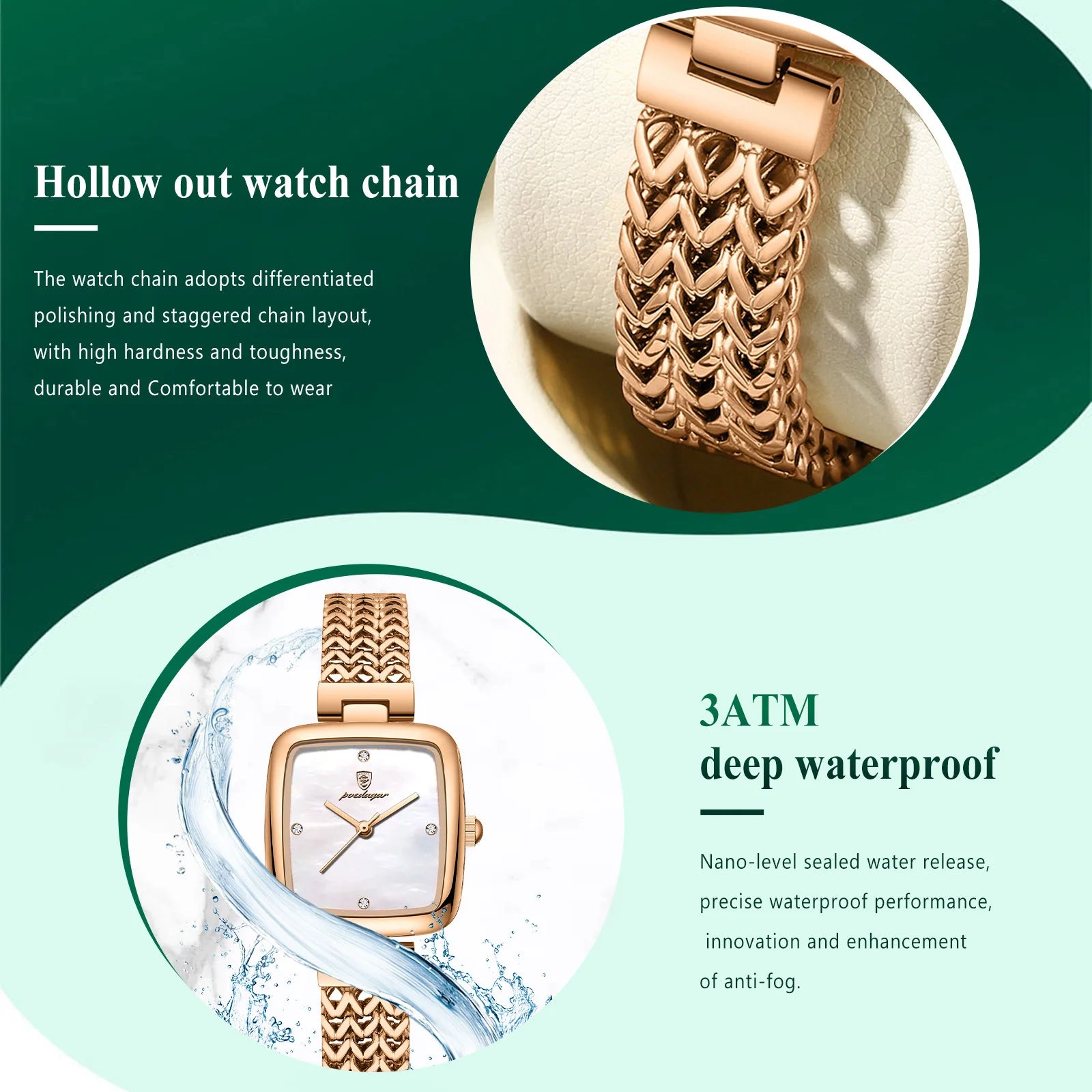 Reloj elegante cuadrado POEDAGAR para mujer, resistente al agua, de acero inoxidable, reloj de lujo para mujer, exquisito reloj de pulsera de cuarzo para dama.