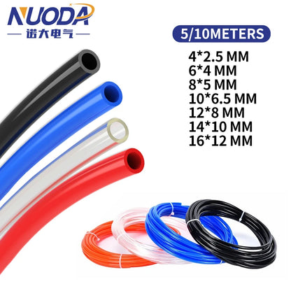 5M/10M Pneumatic Hose Compressor Hose Air Tube 4*2.5Mm 6*4Mm 8*5Mm 10*6.5Mm 12*8Mm 14*10Mm 16*12Mm Pneumatic Air Hoses PU Pipe