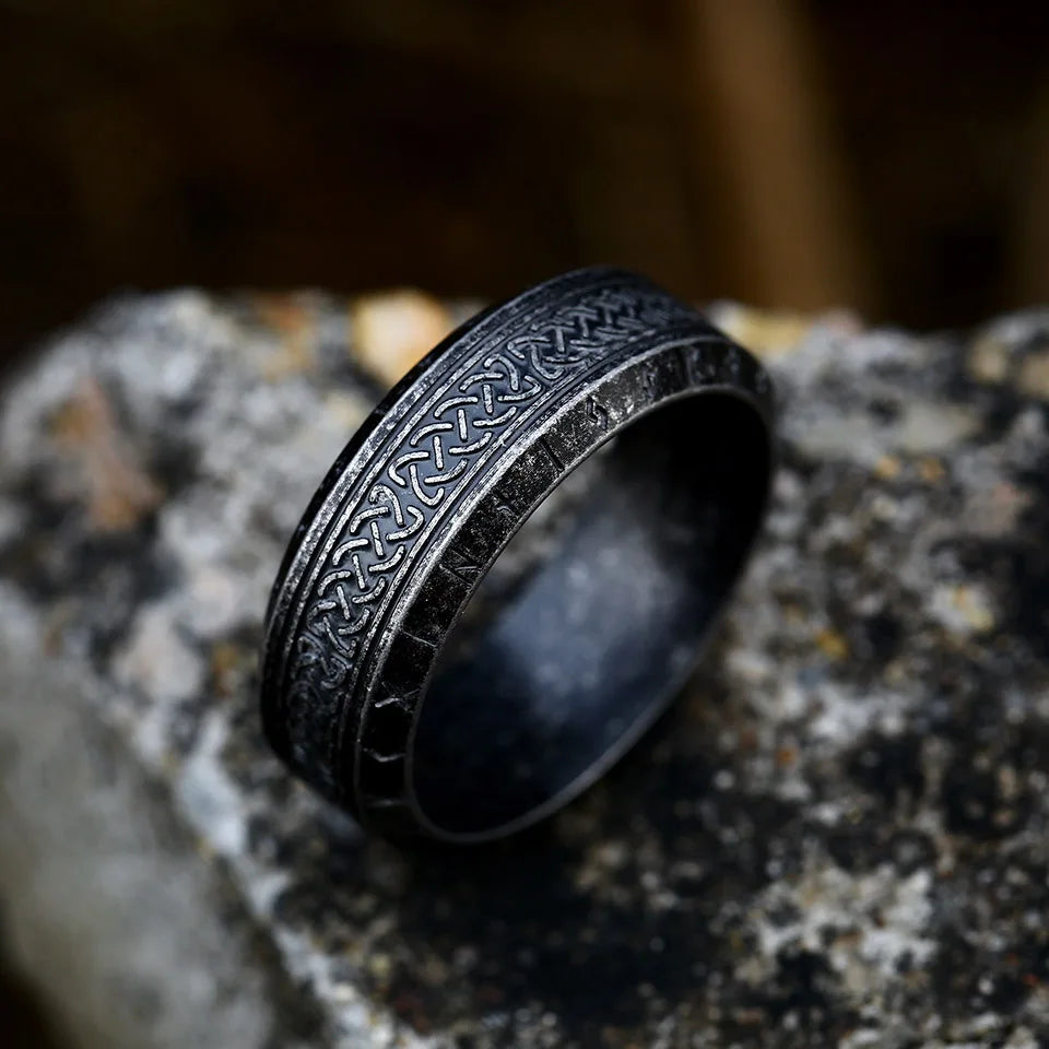 Anillos de runas con amuleto vikingo nórdico de Odin Vintage para hombres, anillo de nudo celta de acero inoxidable fresco, joyería de boda, regalos del Día de San Valentín