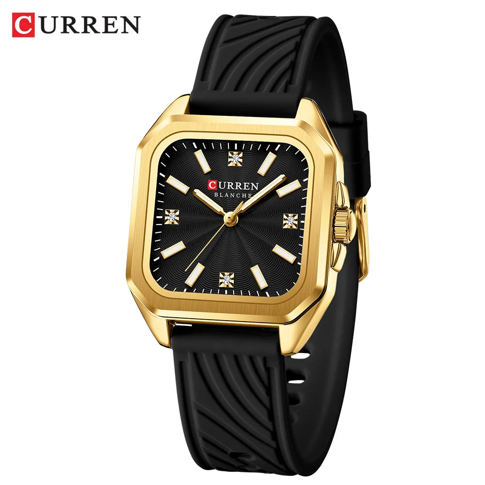Reloj CURREN de cuarzo cuadrado minimalista a la moda para mujer, relojes deportivos informales de silicona para regalo para mujer