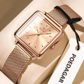 POEDAGAR Reloj cuadrado de moda para mujer, Reloj de malla de acero inoxidable resistente al agua para mujer, relojes de cuarzo elegantes para mujer, Reloj femenino