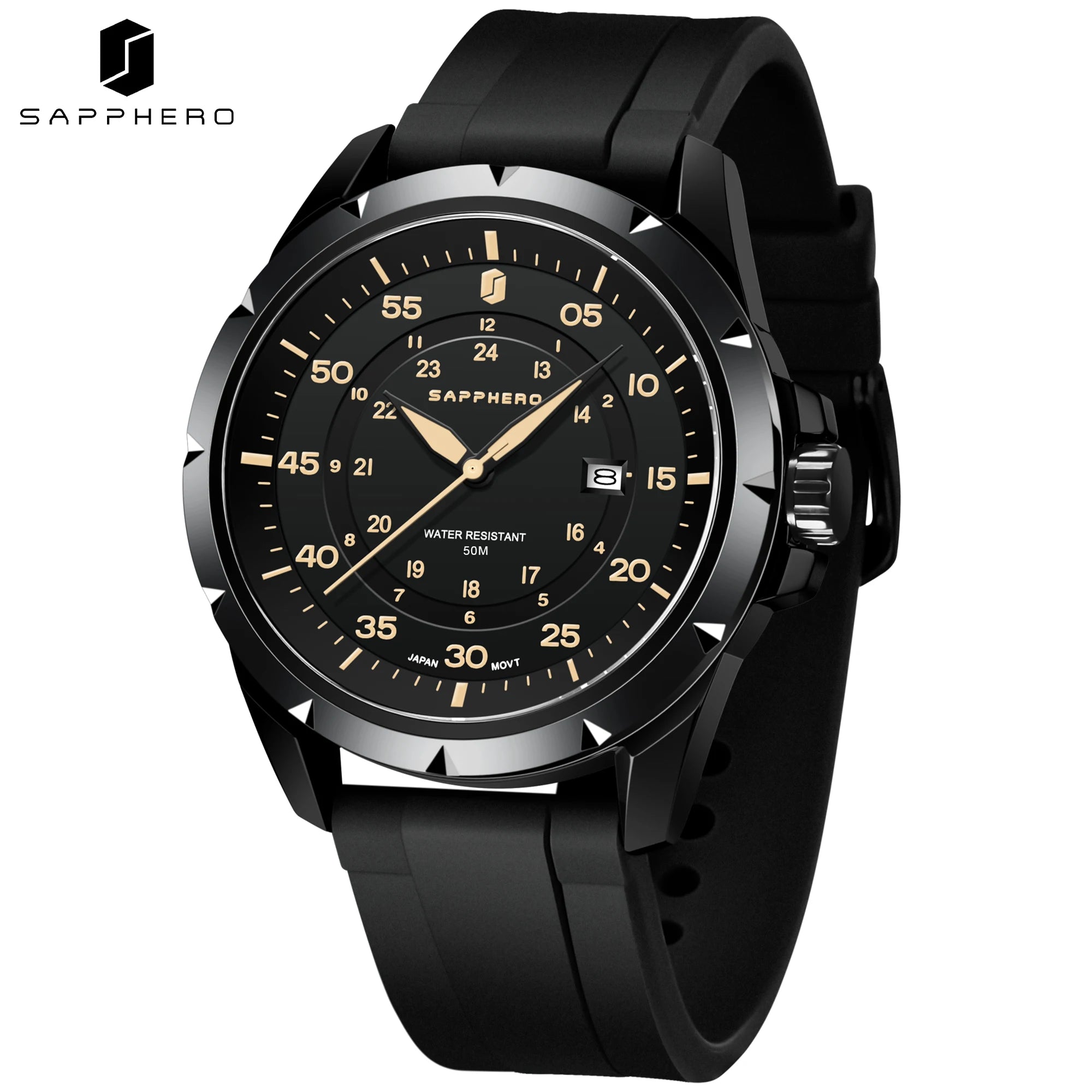 SAPPHERO Reloj Hombre Cuarzo Cronógrafo Deportivo Moda Acero Inoxidable Esfera Azul Pantalla de Fecha Impermeable 50M Estilo Casual Outdoor Reloj Elegante Negocios Lujo Regalo Hombre Uso Diario