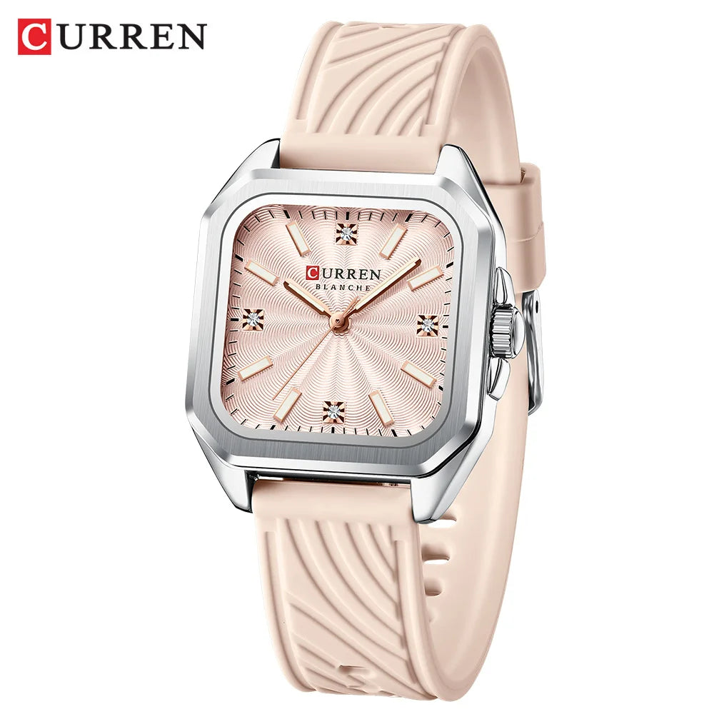 Reloj CURREN de cuarzo cuadrado minimalista a la moda para mujer, relojes deportivos informales de silicona para regalo para mujer