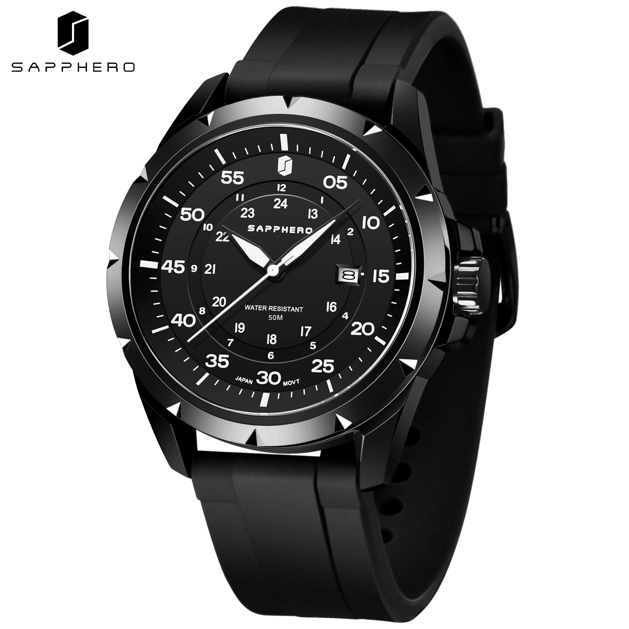 SAPPHERO Reloj Hombre Cuarzo Cronógrafo Deportivo Moda Acero Inoxidable Esfera Azul Pantalla de Fecha Impermeable 50M Estilo Casual Outdoor Reloj Elegante Negocios Lujo Regalo Hombre Uso Diario