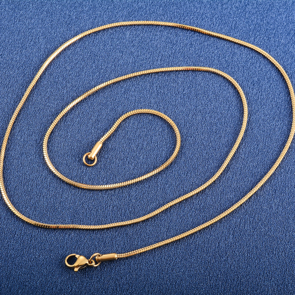 Collar largo de cadena de serpiente cuadrada de acero inoxidable para mujeres y hombres, Gargantilla en el cuello, accesorios de joyería de Color dorado/plateado
