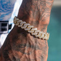 Pulseras de cadena cubana con eslabones helados de 14MM para hombres y mujeres, diamantes de imitación completos, pulsera cubana gruesa de Miami, regalo de joyería Punk Hip Hop