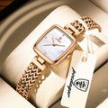 Reloj elegante cuadrado POEDAGAR para mujer, resistente al agua, de acero inoxidable, reloj de lujo para mujer, exquisito reloj de pulsera de cuarzo para dama.