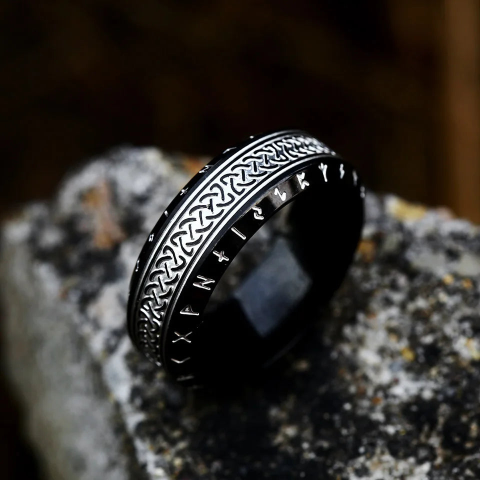 Anillos de runas con amuleto vikingo nórdico de Odin Vintage para hombres, anillo de nudo celta de acero inoxidable fresco, joyería de boda, regalos del Día de San Valentín