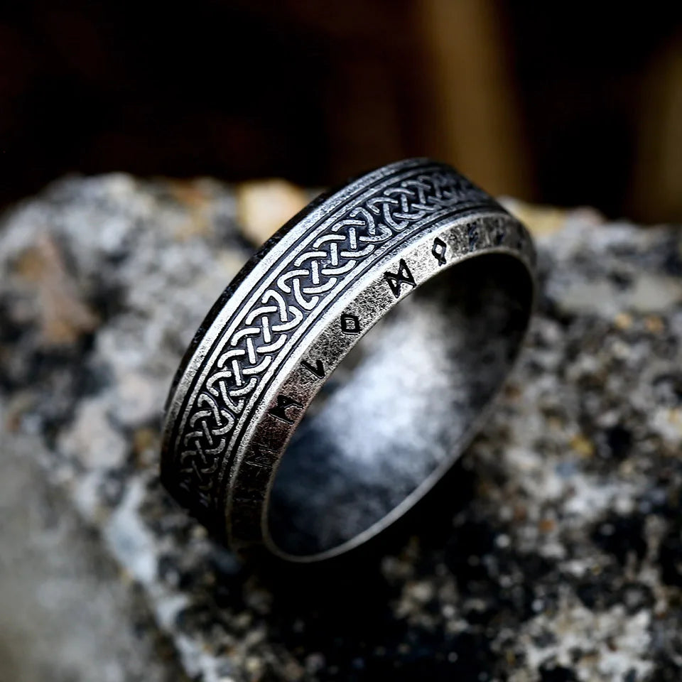 Anillos de runas con amuleto vikingo nórdico de Odin Vintage para hombres, anillo de nudo celta de acero inoxidable fresco, joyería de boda, regalos del Día de San Valentín