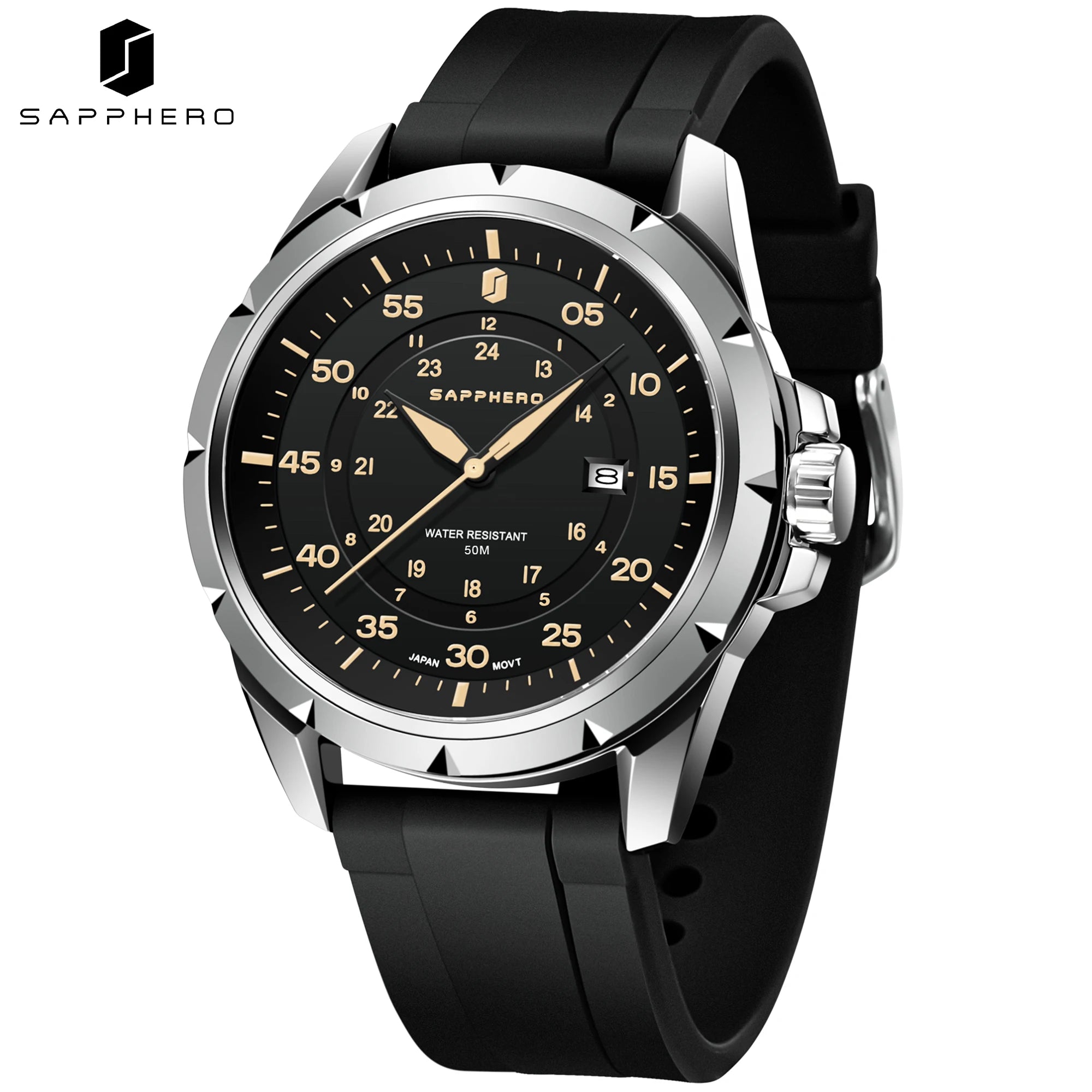 SAPPHERO Reloj Hombre Cuarzo Cronógrafo Deportivo Moda Acero Inoxidable Esfera Azul Pantalla de Fecha Impermeable 50M Estilo Casual Outdoor Reloj Elegante Negocios Lujo Regalo Hombre Uso Diario